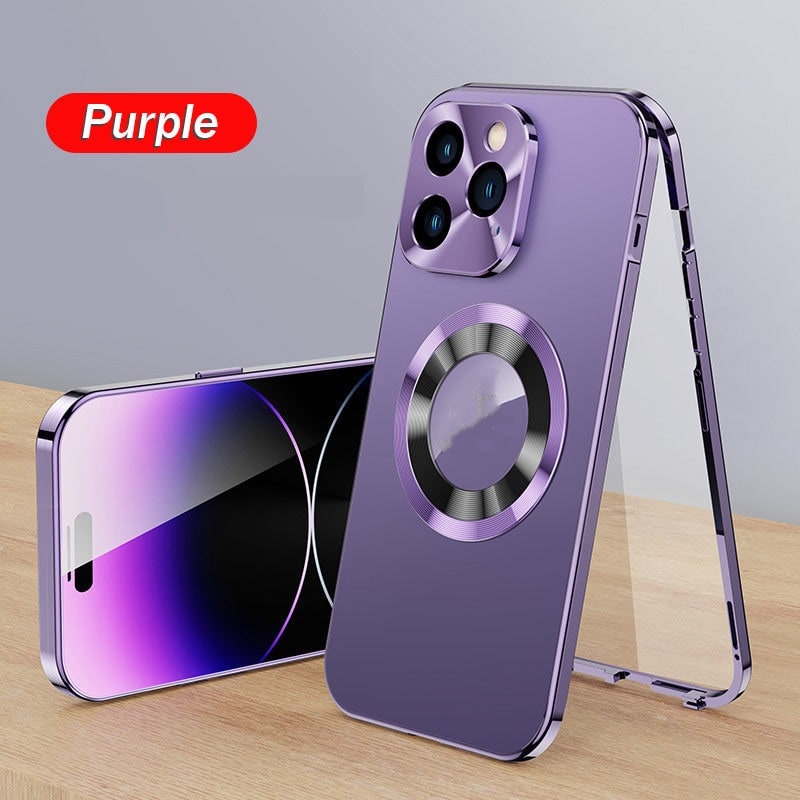 Doppelseitige magnetische Handyhülle mit galvanisiertem Glas