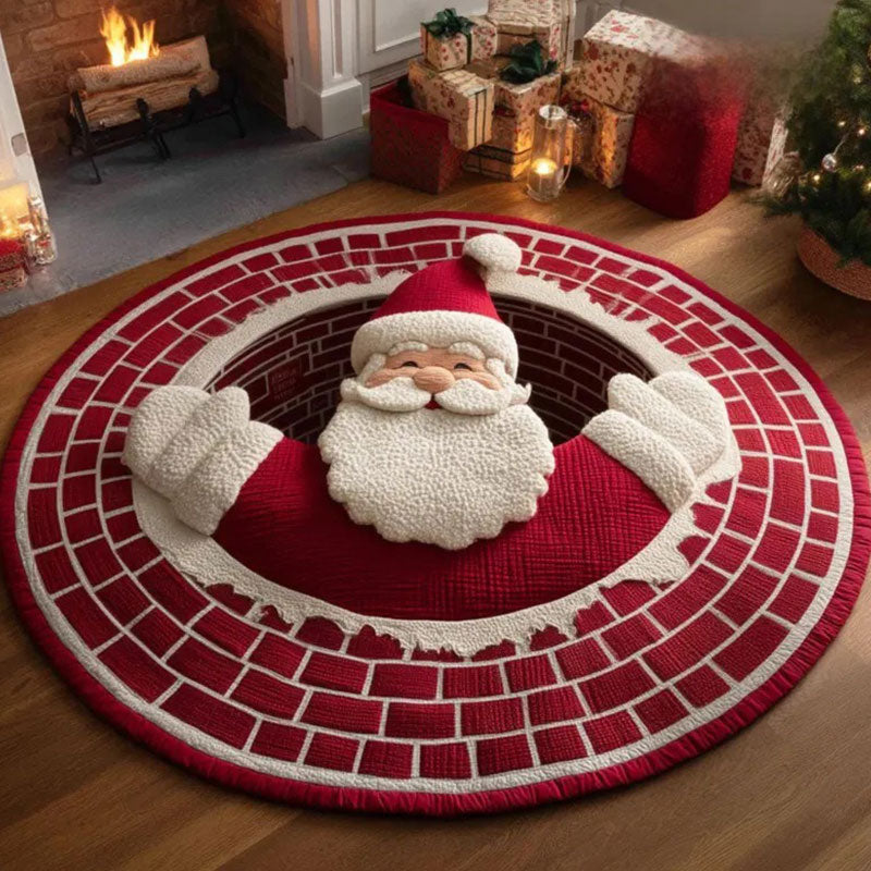 🌀 3D Illusion Teppich Weihnachten 🎄 | Rund, Rutschfest & Waschbar | Effekt-Deko ✨