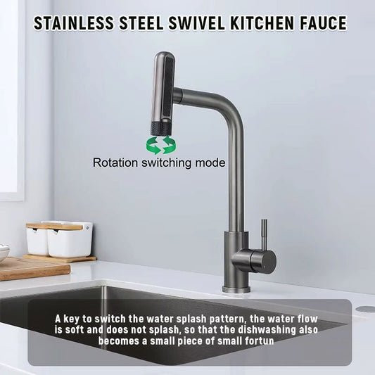 Schwenkbare Küchenarmatur aus Edelstahl