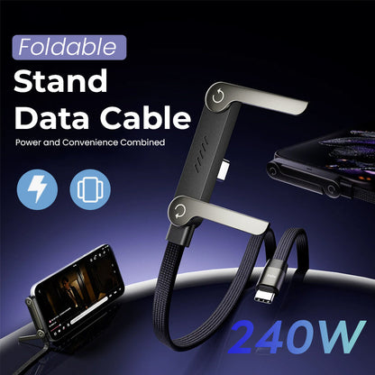 ⚡Unsichtbares 2-in-1-Ladekabel mit Halterung – 240-W-Schnellladekabel mit integrierter Handyhalterung