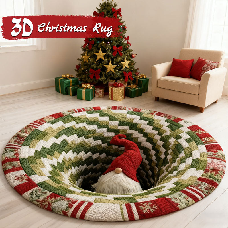 🌀 3D Illusion Teppich Weihnachten 🎄 | Rund, Rutschfest & Waschbar | Effekt-Deko ✨