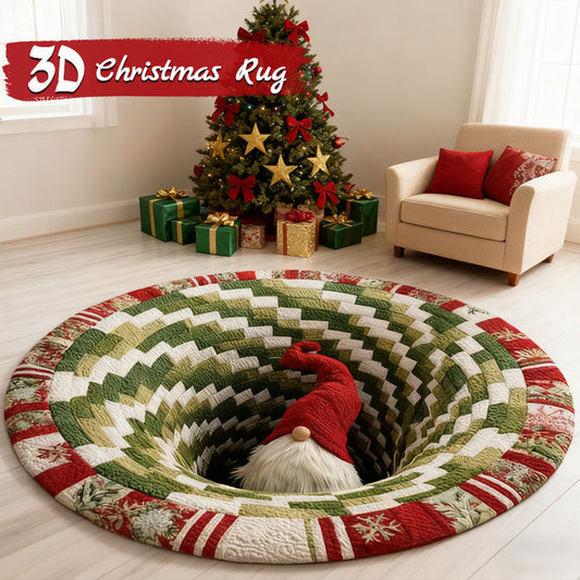 🌀 3D Illusion Teppich Weihnachten 🎄 | Rund, Rutschfest & Waschbar | Effekt-Deko ✨