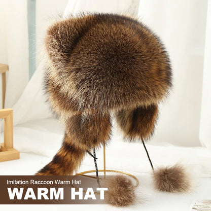 💥 50% Black Friday! Luxus Kunstfell Mütze (Waschbärschwanz) 🦌 | Winter & Outdoor ❄️