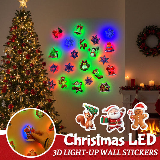 🎄✨ Weihnachtliche 3D-LED-Wandaufkleber mit Leuchteffekt ✨🎅