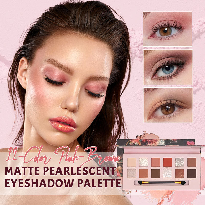 12-Farben-Palette mit mattem, perlmuttfarbenem Lidschatten in Rosa-Braun-Tönen🌸