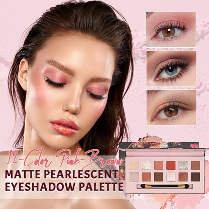 12-Farben-Palette mit mattem, perlmuttfarbenem Lidschatten in Rosa-Braun-Tönen🌸