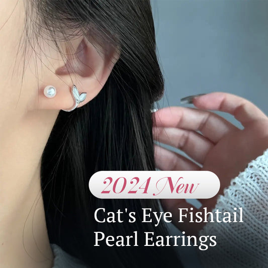 2024 Neues Modell Katzenauge Stein Fischschwanz Perlenohrringe