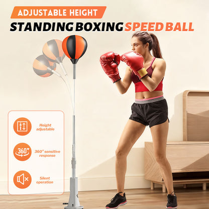 💥 50% BLACK FRIDAY DEAL! 🥊 Standboxsack mit Speedball ⭐ | Verstellbar & Geräuscharm | Starker Saugnapf 🏠