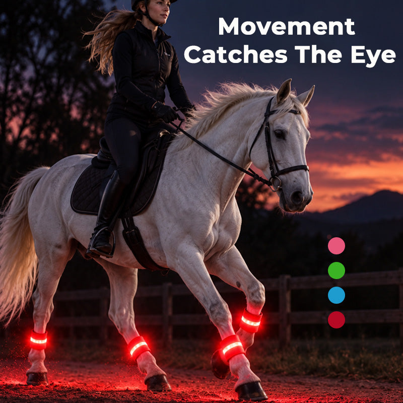 🐎LED-Beinbänder für Pferde | Gut sichtbare Leuchtbänder für das Reiten bei Dunkelheit