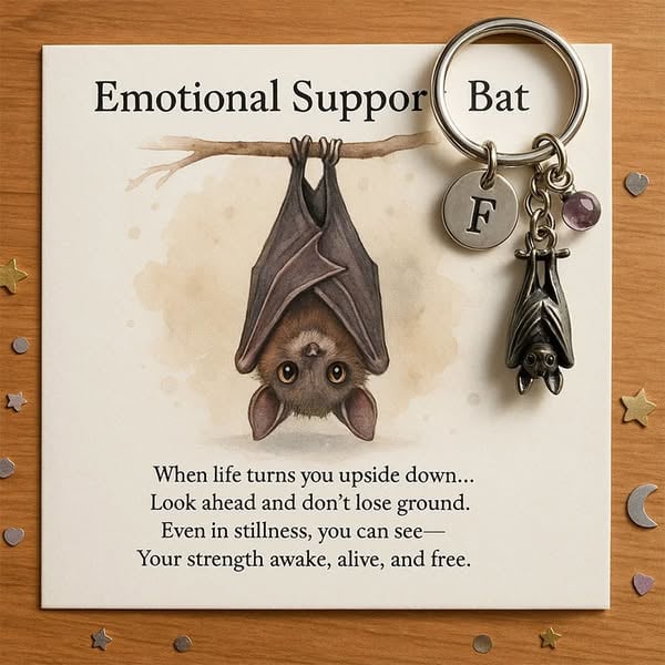🦇Inspirierender Schlüsselanhänger mit Fledermausmotiv zur emotionalen Unterstützung