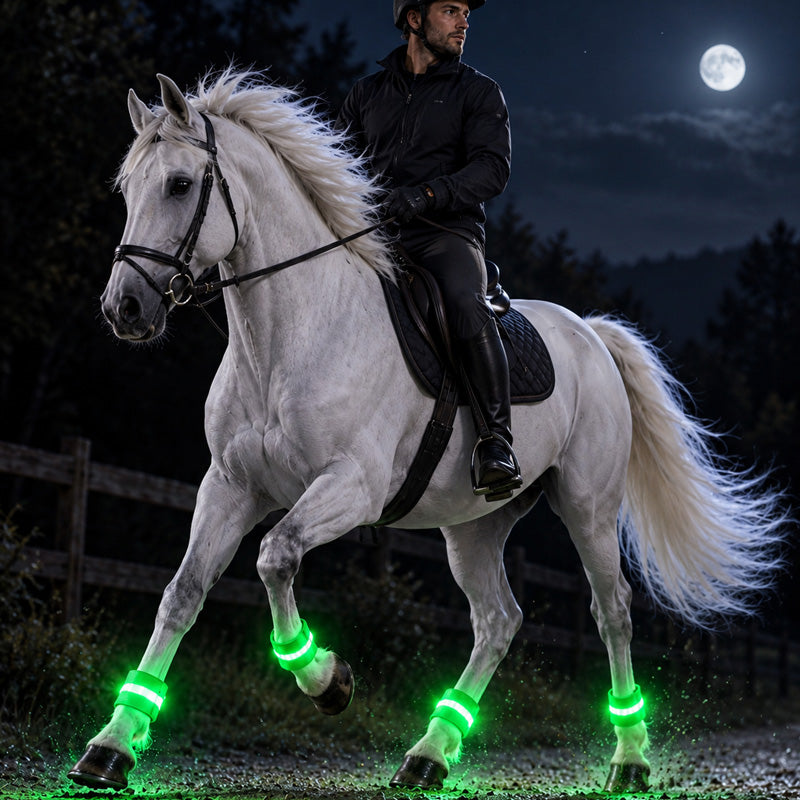 🐎LED-Beinbänder für Pferde | Gut sichtbare Leuchtbänder für das Reiten bei Dunkelheit