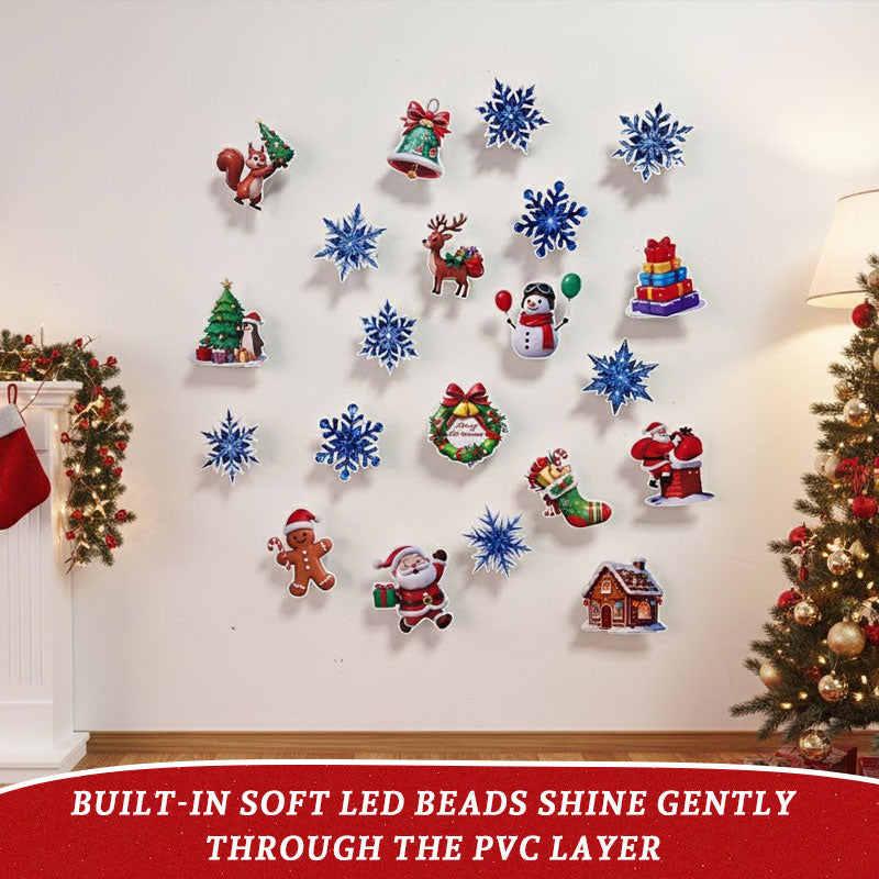 🎄✨ Weihnachtliche 3D-LED-Wandaufkleber mit Leuchteffekt ✨🎅