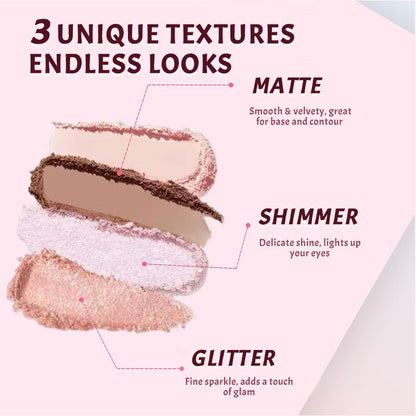 12-Farben-Palette mit mattem, perlmuttfarbenem Lidschatten in Rosa-Braun-Tönen🌸