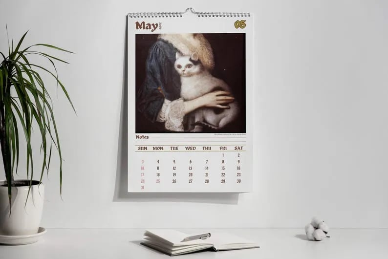 🔥Letzter Tag 49 % RABATT - 🗓️🎨 Treffen Sie die seltsamen Katzen in den Renaissance-Gemälden des Kalenders 2026