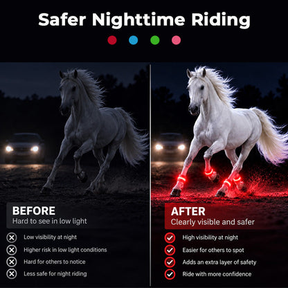 🐎LED-Beinbänder für Pferde | Gut sichtbare Leuchtbänder für das Reiten bei Dunkelheit