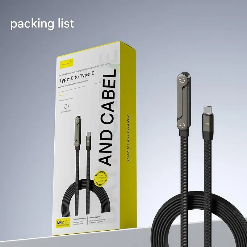 ⚡Unsichtbares 2-in-1-Ladekabel mit Halterung – 240-W-Schnellladekabel mit integrierter Handyhalterung