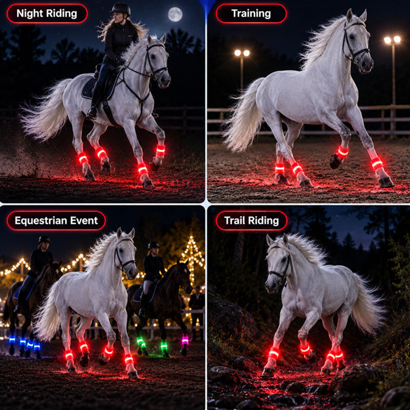 🐎LED-Beinbänder für Pferde | Gut sichtbare Leuchtbänder für das Reiten bei Dunkelheit
