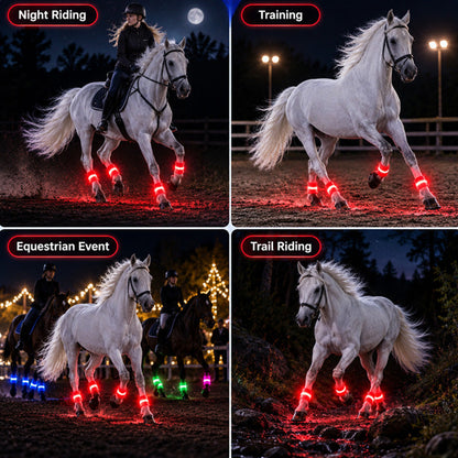 🐎LED-Beinbänder für Pferde | Gut sichtbare Leuchtbänder für das Reiten bei Dunkelheit