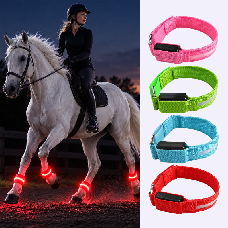 🐎LED-Beinbänder für Pferde | Gut sichtbare Leuchtbänder für das Reiten bei Dunkelheit