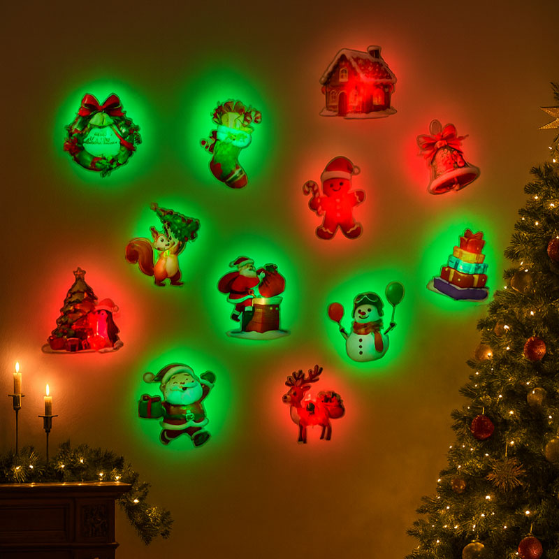 🎄✨ Weihnachtliche 3D-LED-Wandaufkleber mit Leuchteffekt ✨🎅