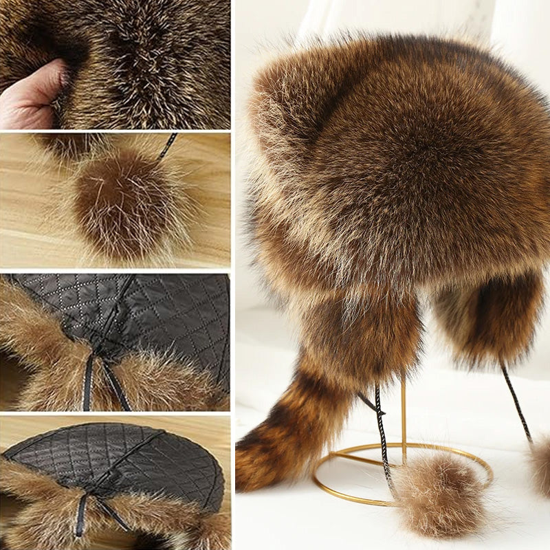 💥 50% Black Friday! Luxus Kunstfell Mütze (Waschbärschwanz) 🦌 | Winter & Outdoor ❄️