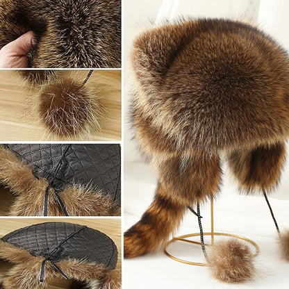 💥 50% Black Friday! Luxus Kunstfell Mütze (Waschbärschwanz) 🦌 | Winter & Outdoor ❄️