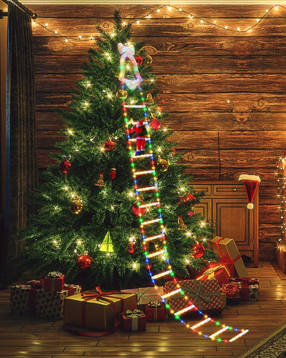 🎊LED Christmas Lights - 🎄Christmas Decorative Ladder Lights with Santa Claus✨
