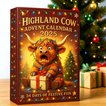 🐮Highland Cow Adventskalender 2025🎄✨ - 3D-handgefertigte Hochlandkuh-Puppe (24 Stück)