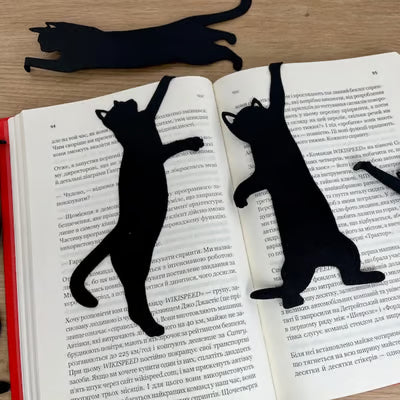 😹5 Lesezeichen aus Metall in Katzenform