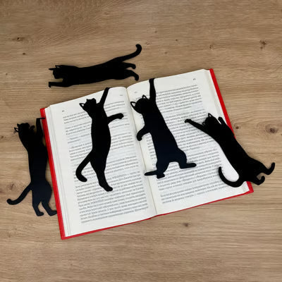 😹5 Lesezeichen aus Metall in Katzenform