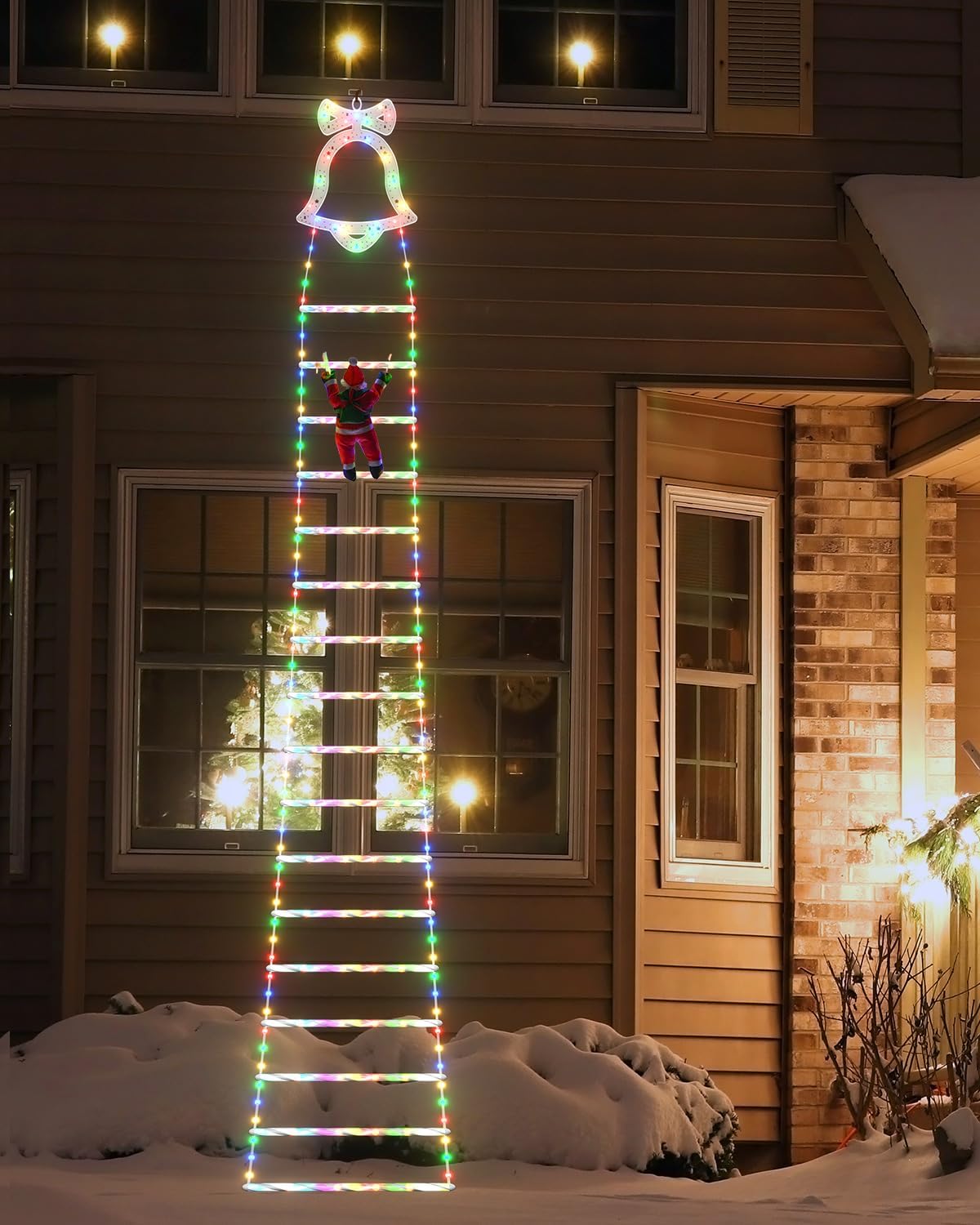 🎊LED-Weihnachtsbeleuchtung – 🎄Weihnachtsdekorative Leiterbeleuchtung mit Weihnachtsmann✨