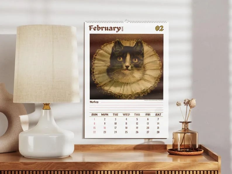 🔥Letzter Tag 49 % RABATT - 🗓️🎨 Treffen Sie die seltsamen Katzen in den Renaissance-Gemälden des Kalenders 2026