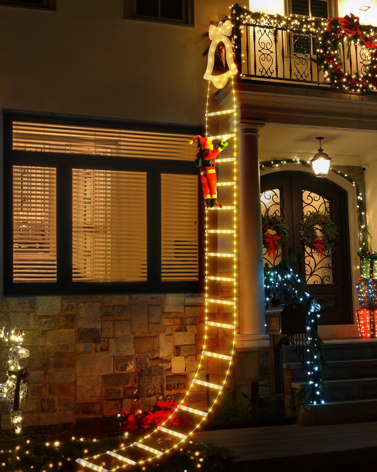 🎊LED Christmas Lights - 🎄Christmas Decorative Ladder Lights with Santa Claus✨