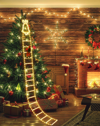 🎊LED-Weihnachtsbeleuchtung – 🎄Weihnachtsdekorative Leiterbeleuchtung mit Weihnachtsmann✨