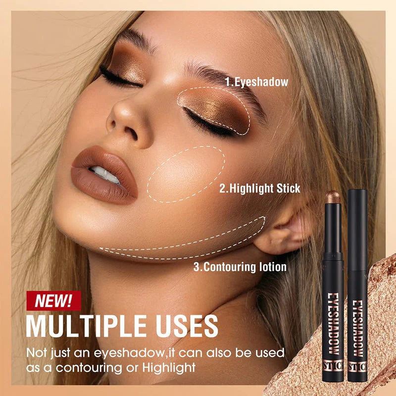 🎄✨8 Farben Glitzer-Lidschattenstift, Wasserfest, Langanhaltend Und Vielseitig Einsetzbar