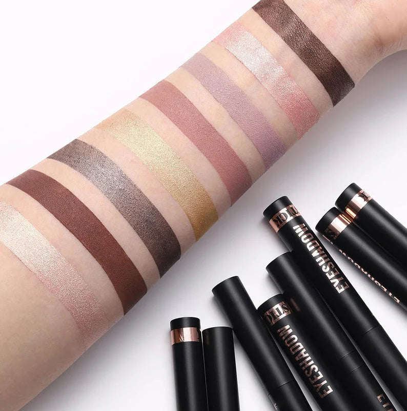 🎄✨8 Farben Glitzer-Lidschattenstift, Wasserfest, Langanhaltend Und Vielseitig Einsetzbar