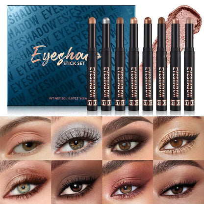 🎄✨8 Farben Glitzer-Lidschattenstift, Wasserfest, Langanhaltend Und Vielseitig Einsetzbar