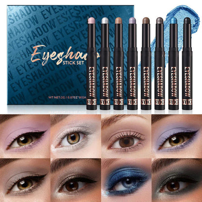🎄✨8 Farben Glitzer-Lidschattenstift, Wasserfest, Langanhaltend Und Vielseitig Einsetzbar